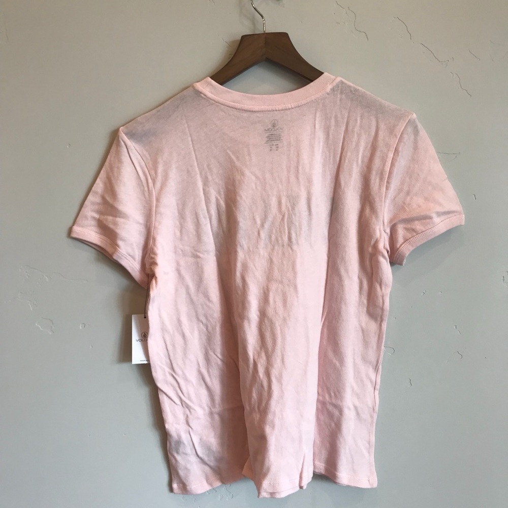 VOLCOM Pink Logo Graphic Print Ringer Tee - Picture 6 of 7